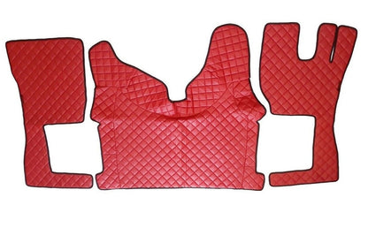 Tapis de sol en cuir synthétique (éco-cuir) rouge pour conduite à droite – adapté pour Volvo FH 2013+