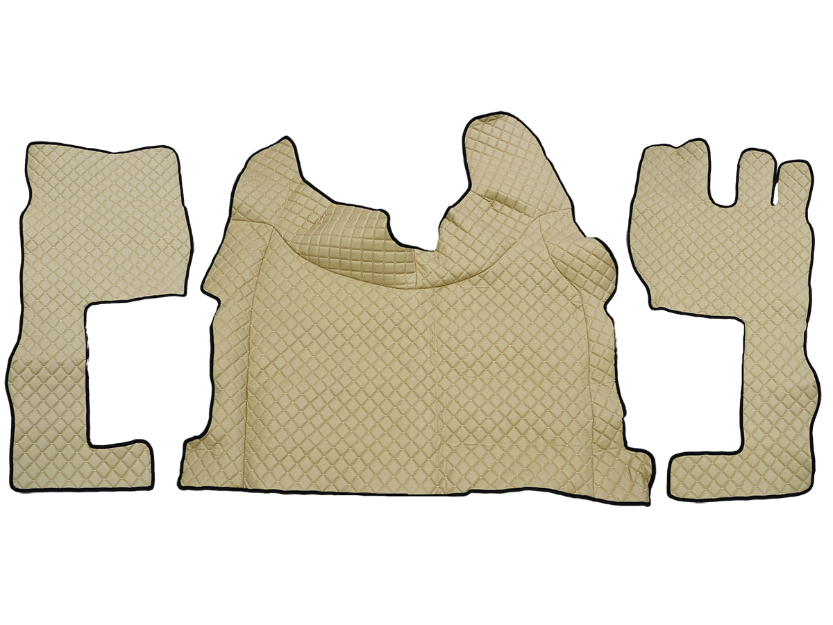 Tapis de sol beige en cuir synthétique (éco-cuir) – Volant à droite, version longue, adapté pour Volvo FH 2021+