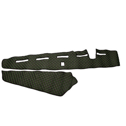 Tapis de tableau de bord – cuir synthétique (éco-cuir), adapté pour Volvo FH4 conduite à droite, noir avec surpiqûres vertes, avec capteur, 2013+