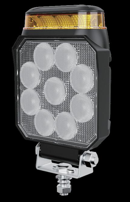Projecteur de travail avec feux clignotants d’urgence, faisceau blanc, 12/24 V, 100 x 130 x 30 mm
