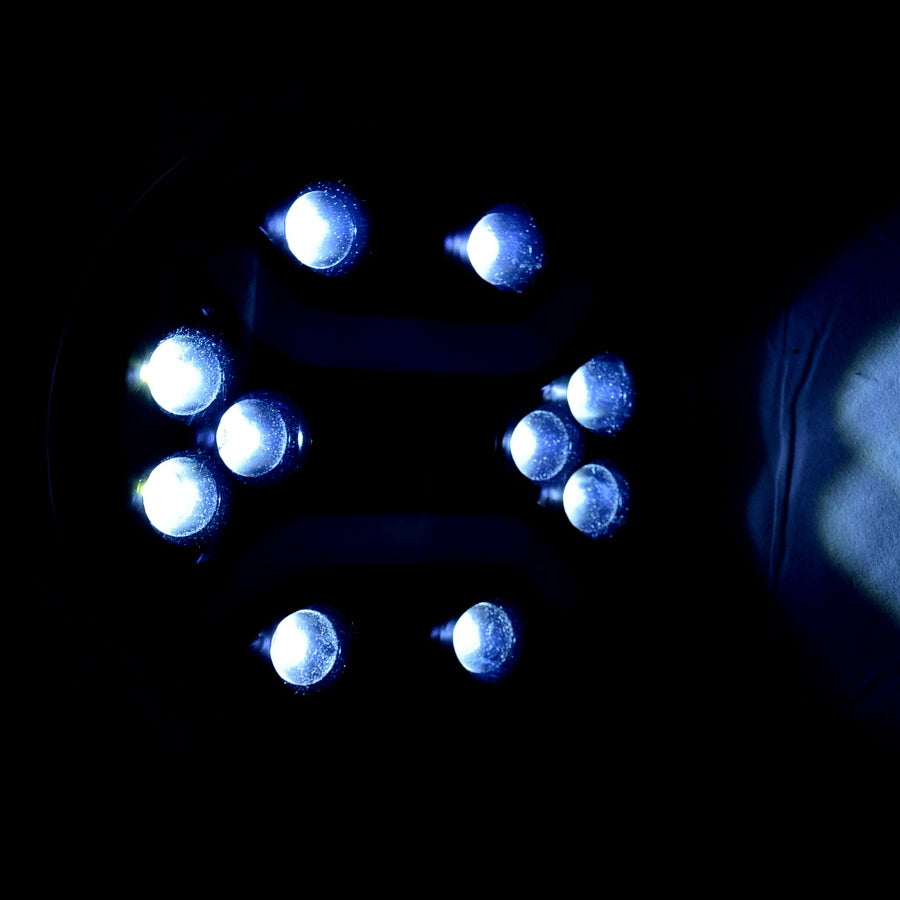 Projecteur longue portée halogène rond combiné avec DRL néon blanc/jaune, 12/24 V, 180 mm