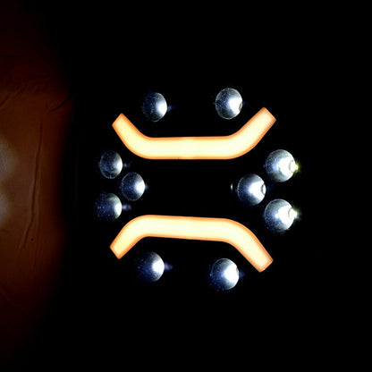 Projecteur longue portée halogène rond combiné avec DRL néon blanc/jaune, 12/24 V, 180 mm