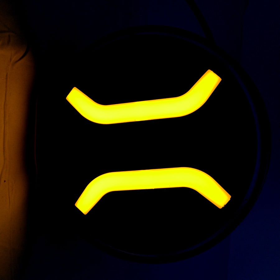 Projecteur longue portée halogène rond combiné avec DRL néon blanc/jaune, 12/24 V, 180 mm