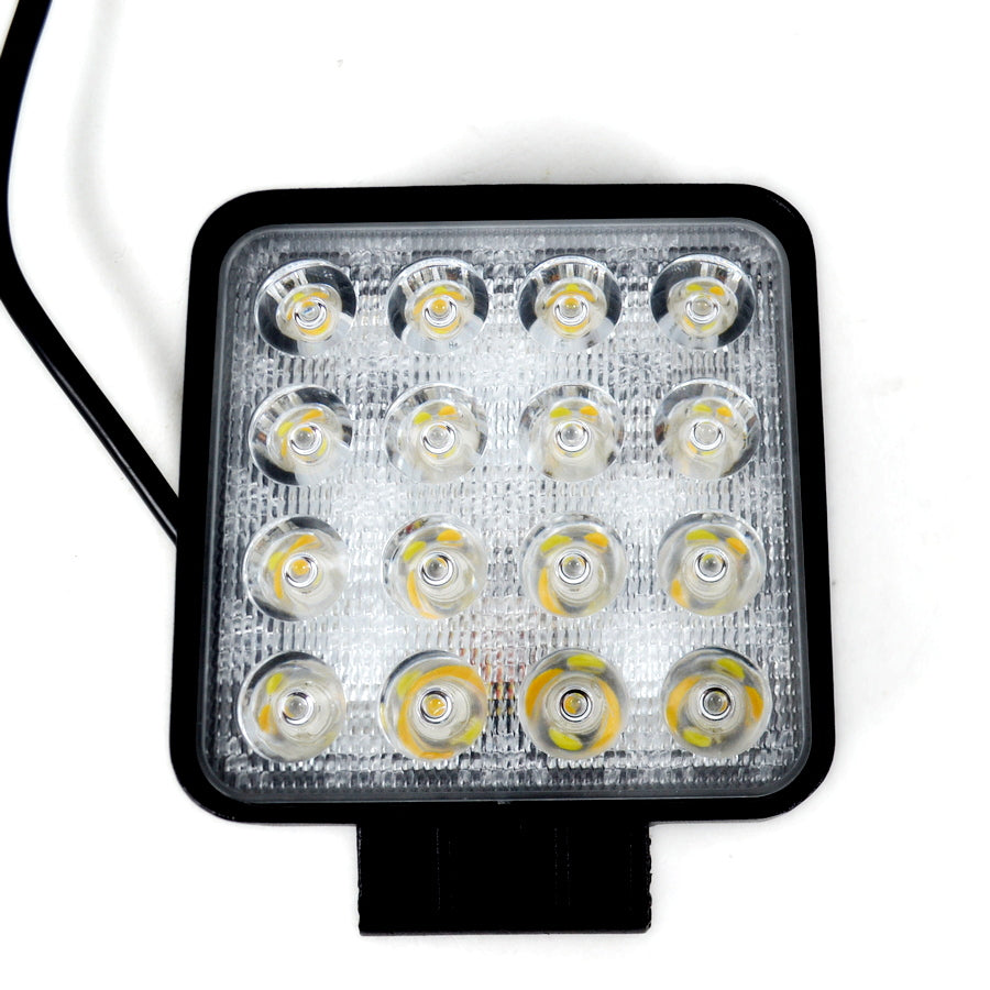 Quadratischer LED-Zusatzscheinwerfer, 48W 16 LED, Blinker und Blitz, 12/24V, 110 x 110 x 45 mm