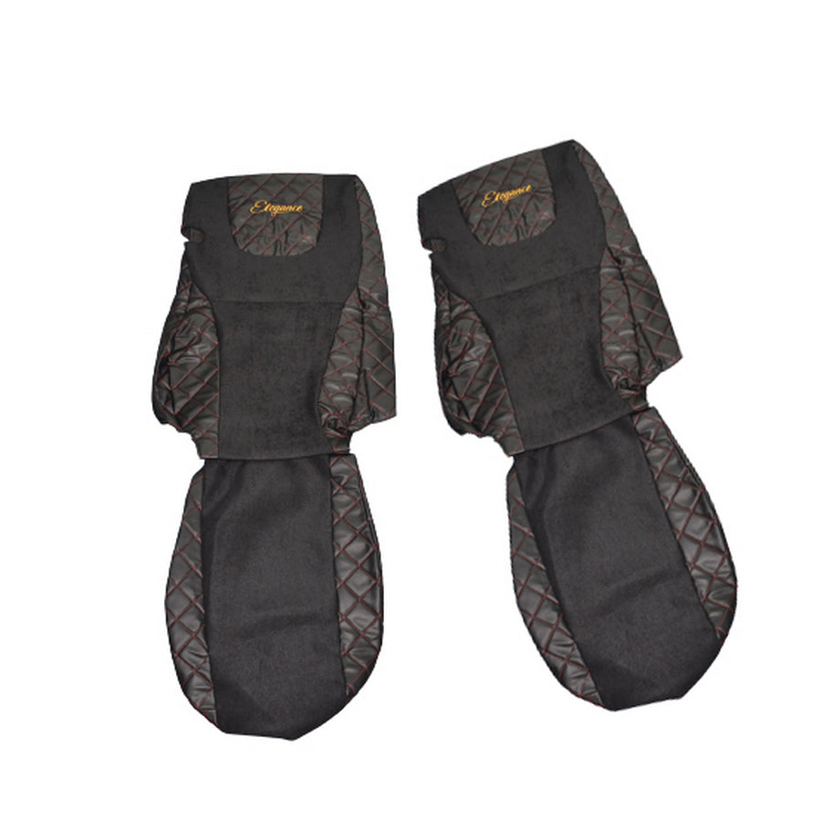 Elegance Sitzbezüge – geeignet für DAF XF 105 Euro 6 (2013+), Schwarz mit roter Ziernaht