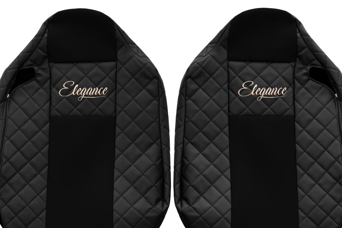 Housses de siège – adapté pour Renault T 2014–2021, série Elegance, noir avec surpiqûres rouges, appuie-tête intégrés