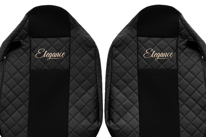 Housses de siège – adapté pour Renault T 2014–2021, série Elegance, noir avec surpiqûres rouges, appuie-tête intégrés