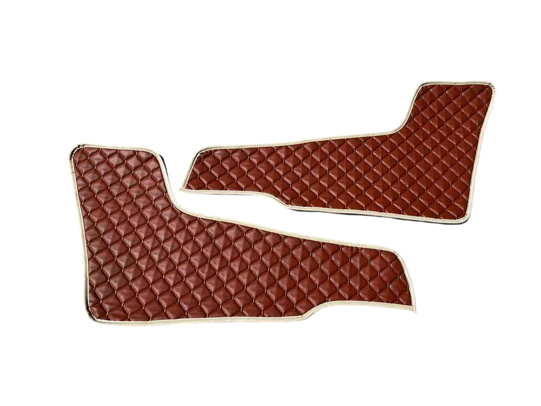 Jeu de tapis de porte – 2 pièces, cuir synthétique (éco-cuir) marron, bordure beige, adapté pour Volvo FH4 2013+