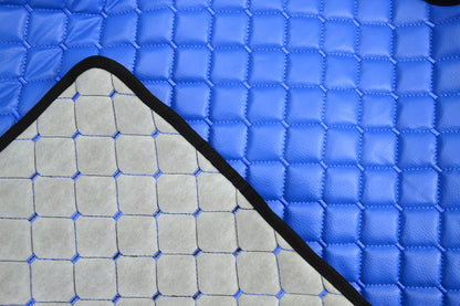 Tapis de sol bleu en cuir synthétique (éco-cuir) – adapté pour Scania S Flat Floor, conduite à droite, 2016+, avec siège passager rabattable