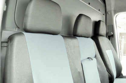 Jeu de housses de sièges, adapté pour Mercedes Sprinter – 2+1 places, 2006–2018, tissu noir/gris