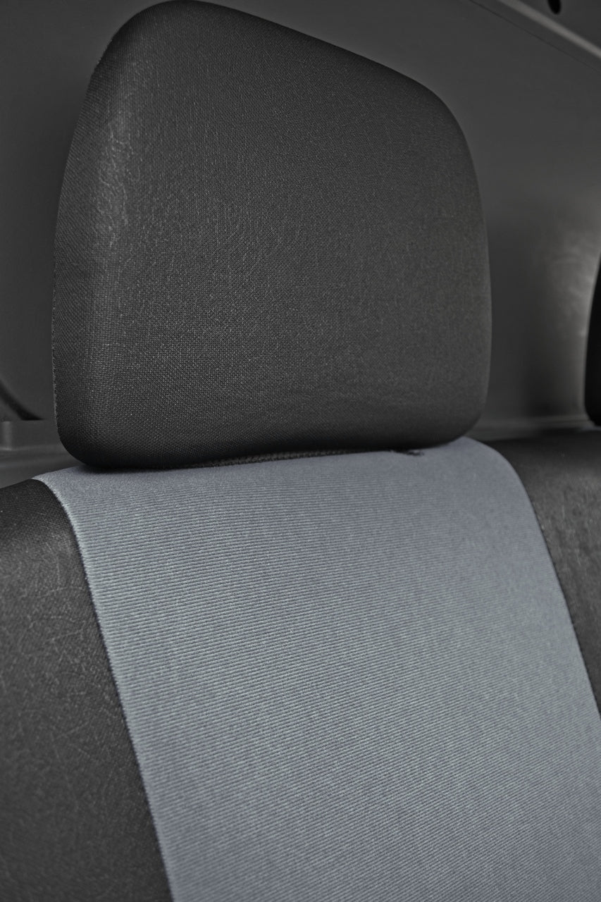 Jeu de housses de sièges, adapté pour Mercedes Sprinter – 2+1 places, 2006–2018, tissu noir/gris