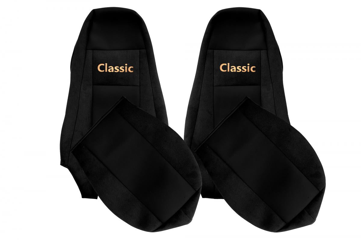 Housses de siège Classic – adapté pour Scania R/G/P Series (à partir de 09.2016), appuie-têtes intégrés, tissu noir