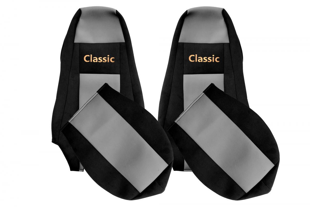 Housses de siège Classic – adapté pour Scania Série R/G/P, tissu, noir/gris