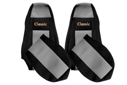Housses de siège Classic – adapté pour Scania Série R/G/P, tissu, noir/gris