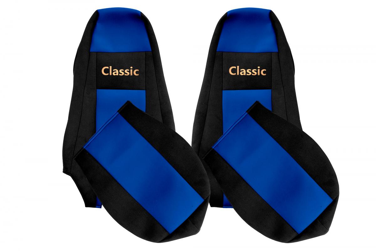 Housses de siège en tissu Classic – adapté pour Scania séries R, G et P, noir et bleu