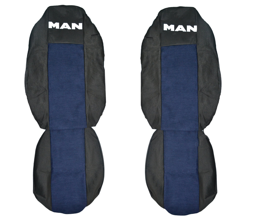 Jeu de housses de siège adapté pour MAN TGX – 1+1, noir et bleu