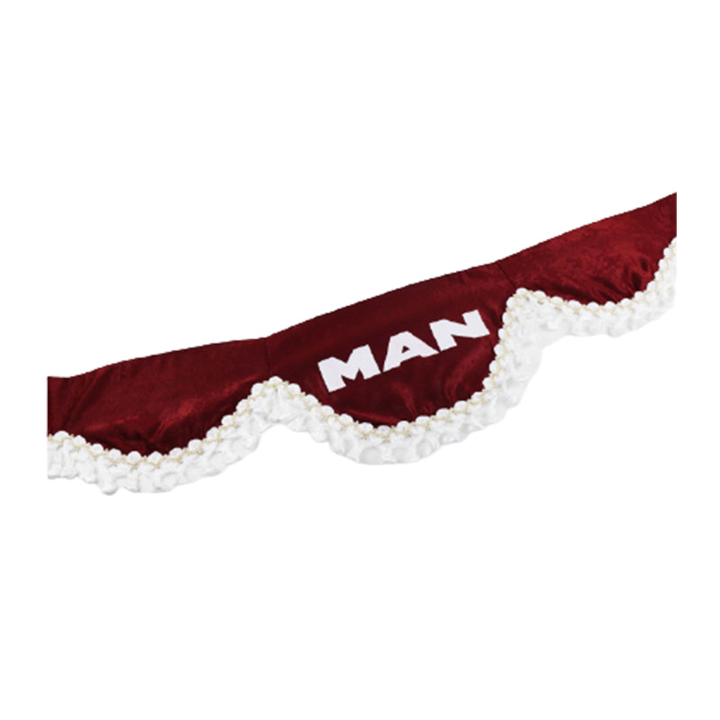 Rideau avant pour camion adapté pour camions MAN – pièce unique, bordeaux avec inscription MAN