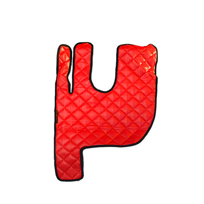 Tapis de sol rouge en cuir synthétique (éco-cuir) – adapté pour tunnel Renault Gama T, surpiqûres rouges