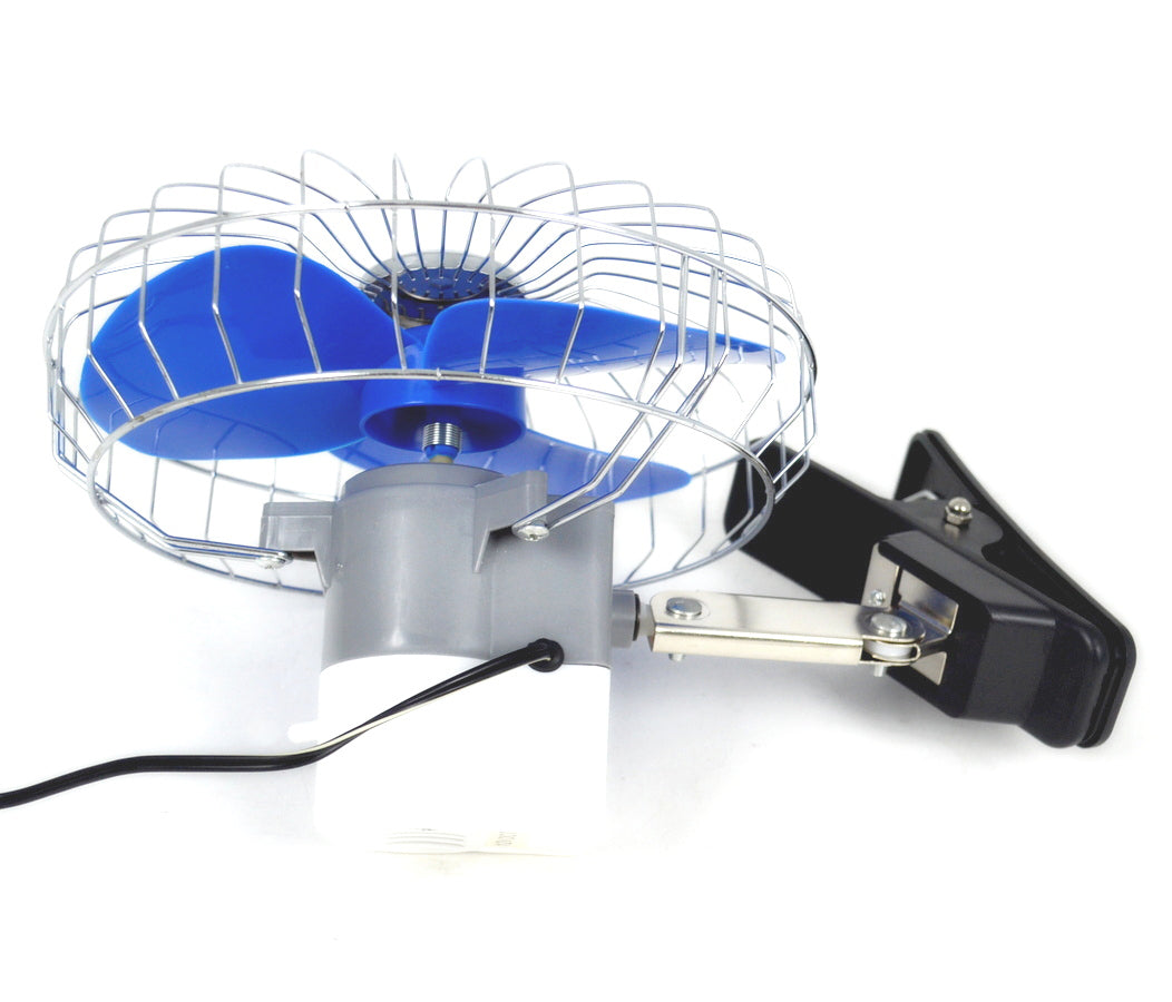 12V Car Fan – 8 Inch Blue Clip-Mount Vehicle Fan
