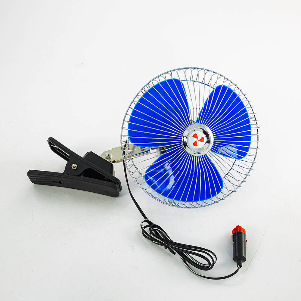 12V Car Fan with Clip, 10-Inch, Blue