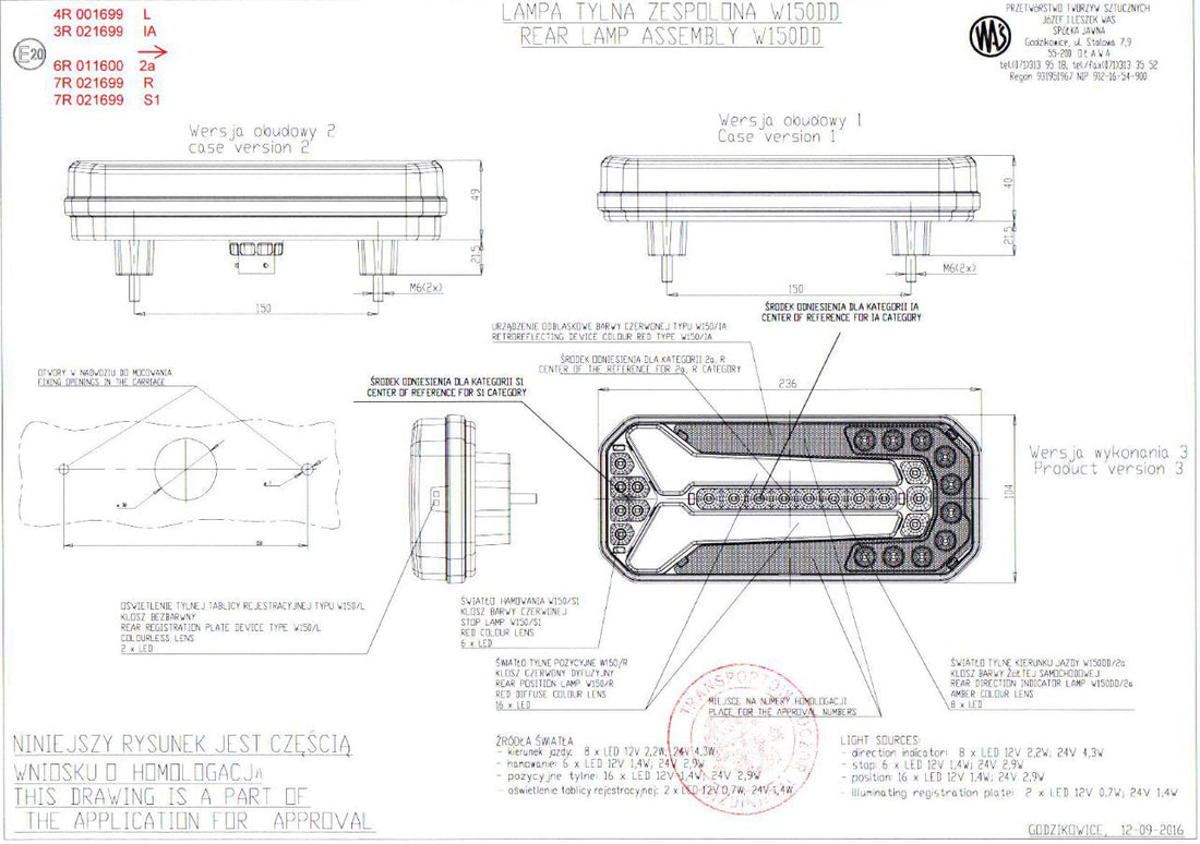 Rear LED Neon Tail Light, 4-Function with Dynamic Indicator, 12/24V E-Marked