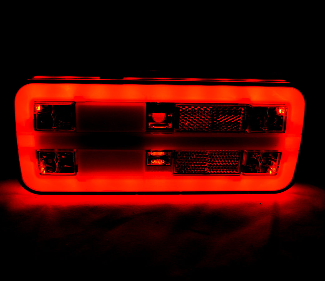 Petit feu arrière stop à LED néon, 12/24 V, 200×85×30 mm, 6 fonctions, montage gauche/droite