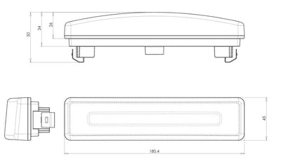 Feu de position de toit à LED néon – blanc, 12/24 V, adapté pour Scania, 180 x 43 x 34 mm