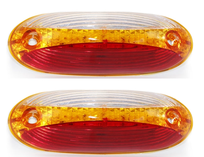 Vertikale LED-Umrissleuchte, Rot/Gelb/Weiß, 12V, 18 LEDs, 126×42×35 mm