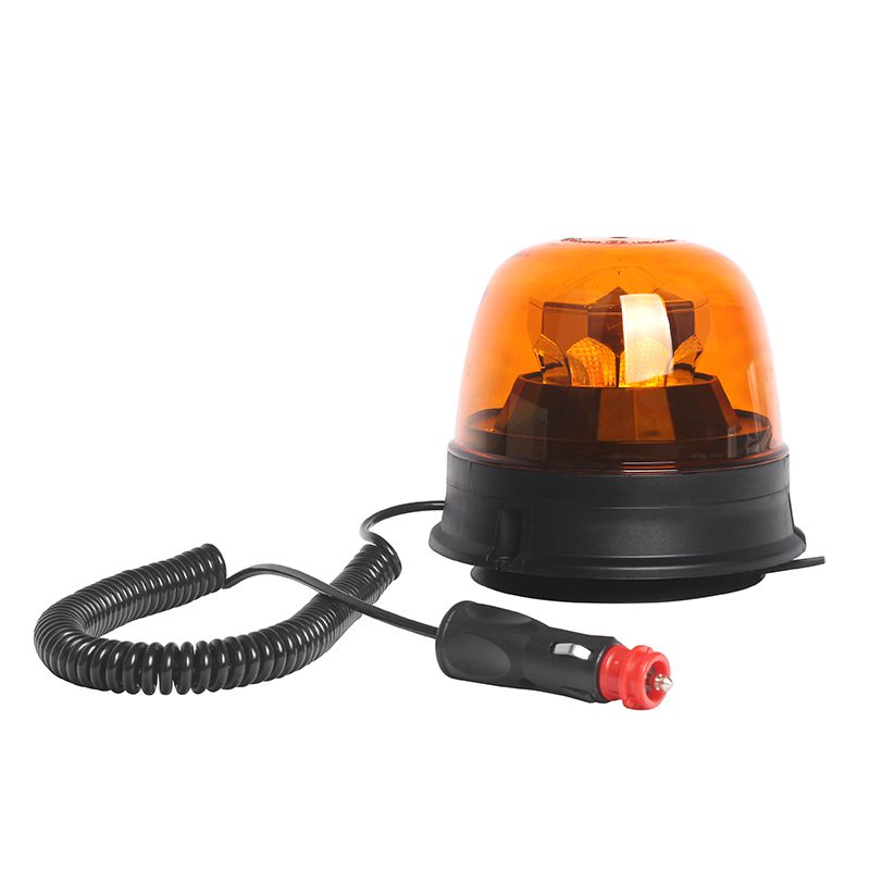 Gyrophare LED orange, 7 modes de flash, 12–24 V, base magnétique avec ventouse