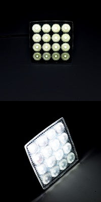 Projecteur de travail LED carré, 48W, 11 cm, 12/24V, 16 LED