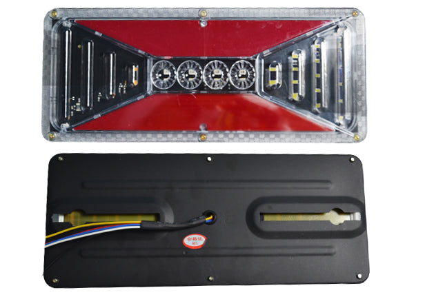 Jeu de feux arrière stop LED, design Hexa, base métallique 33 cm, indicateur dynamique, 24 V