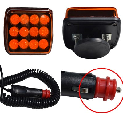 Gyrophare LED de signalisation, 12 LED SMD, 6 modes de clignotement, fixation magnétique, prise allume-cigare