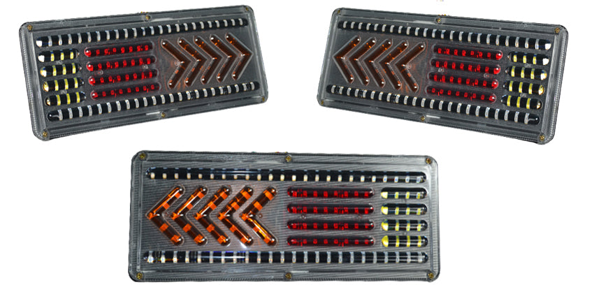 Feux flèches LED de stop et de direction, base métallique 33 cm, 24 V, jeu pour éclairage arrière de véhicule