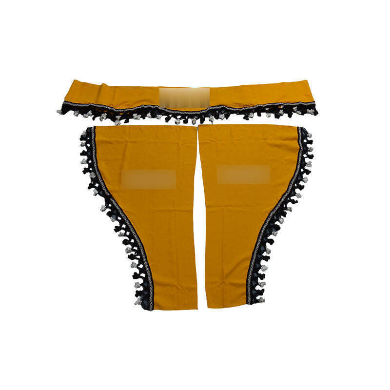 Комплект пердета за камион, подходящ за MAN – 3 части, жълти с черни ресни