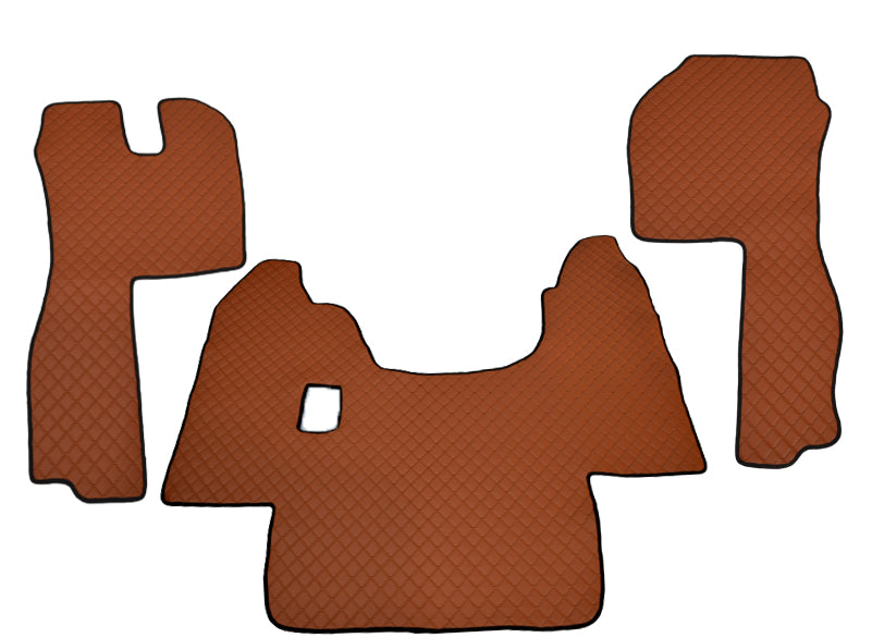 Tapis de sol en cuir synthétique (éco-cuir) marron – boîte manuelle, adapté pour Scania R 2004/09-on