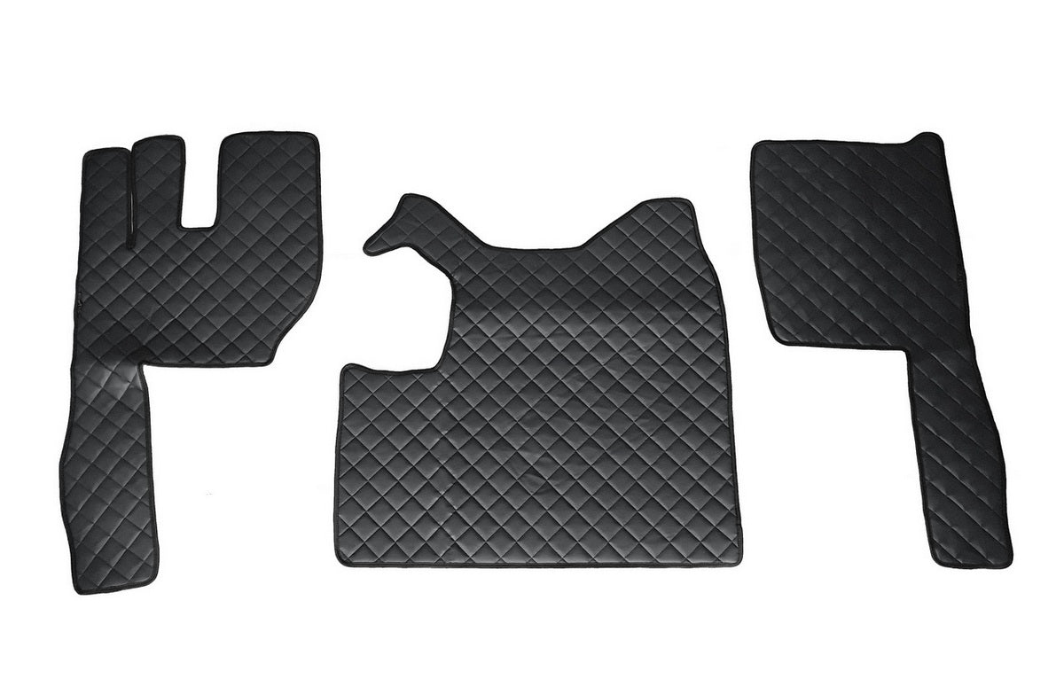 Tapis de sol en cuir synthétique (éco-cuir) noir – adaptés pour Volvo FH boîte manuelle 2010–2012