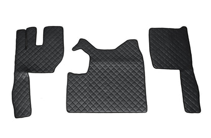Tapis de sol en cuir synthétique (éco-cuir) noir – adaptés pour Volvo FH boîte manuelle 2010–2012