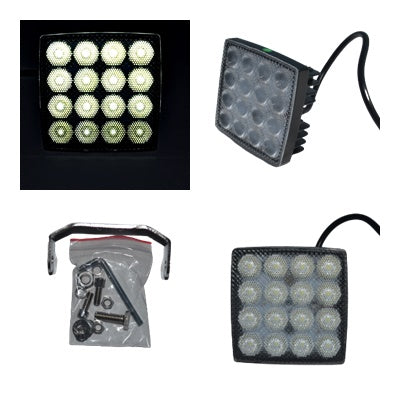 Projecteur de travail LED carré, 48W, 11 cm, 12/24V, 16 LED