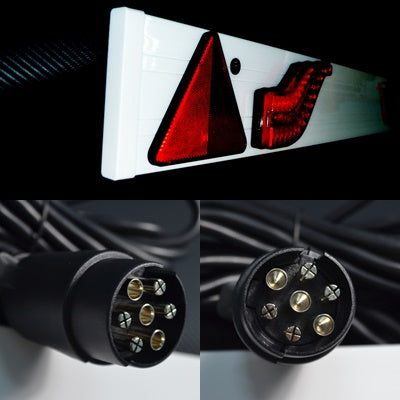 Rampe d’éclairage pour remorque, 1,22 m, 2 feux arrière LED, triangle réfléchissant, câble 7 broches, 12/24 V