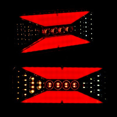 Jeu de feux arrière stop LED, design Hexa, base métallique 33 cm, indicateur dynamique, 24 V