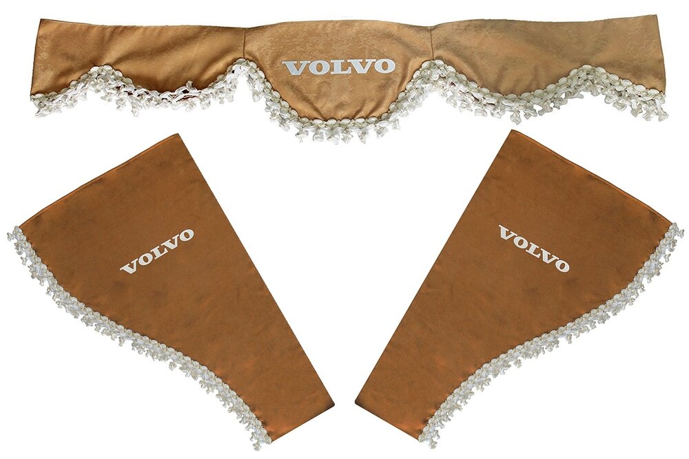 Jeu de rideaux pour camion adapté pour Volvo – beige, 3 pièces