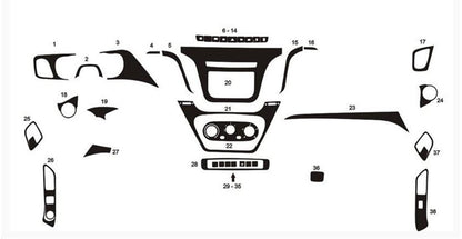 Silicone Mahogany Dashboard Sticker Kit – suitable for Iveco Daily 2015+, 38 Pieces
