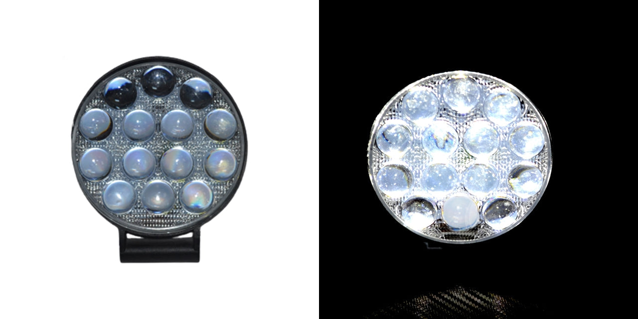 Projecteur antibrouillard LED 3D slim, 42 W, 14 LED, boîtier en aluminium, fixation inférieure