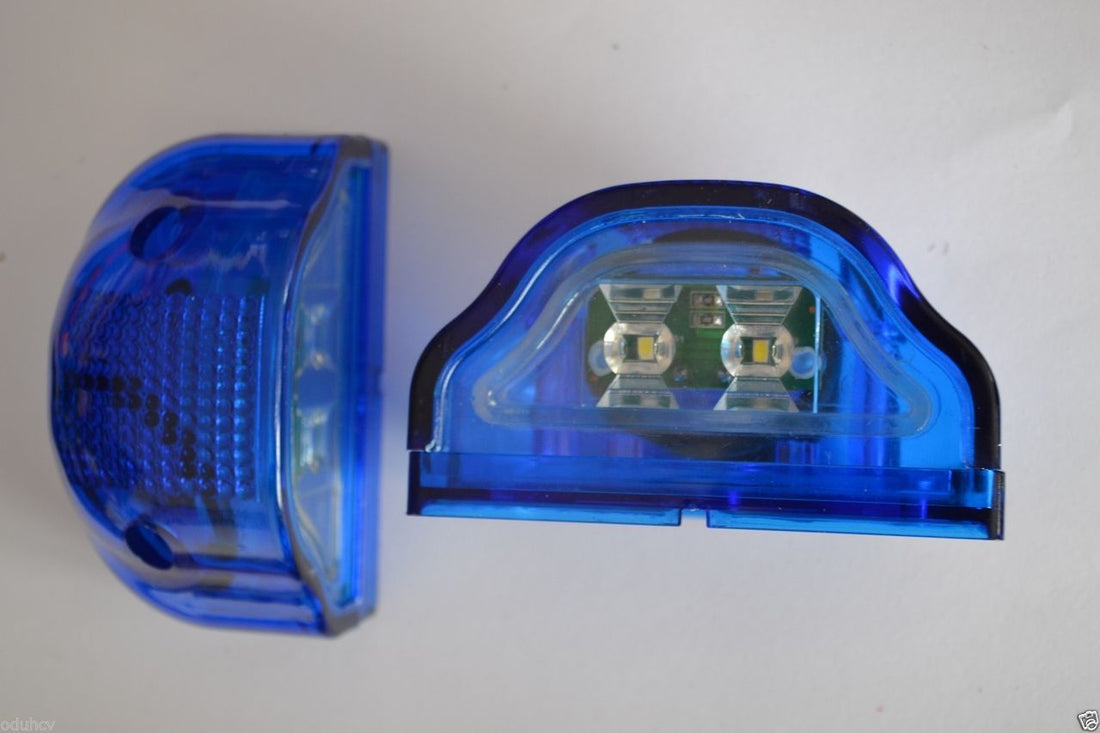 LED осветление за заден регистрационен номер, синьо, 24V, голямо, комплект 2 бр.