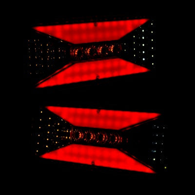 Jeu de feux arrière stop LED, design Hexa, base métallique 33 cm, indicateur dynamique, 24 V